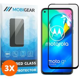 Mobigear Premium Motorola Moto G8 Power Verre trempé Protection d'écran - Compatible Coque - Noir (Lot de 3)