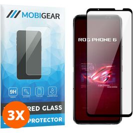 Mobigear Premium ASUS ROG Phone 6 Verre trempé Protection d'écran - Compatible Coque - Noir (Lot de 3)