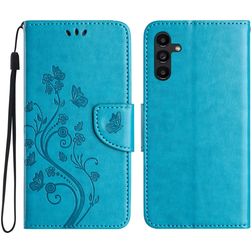 Mobigear Flowers Samsung Galaxy A36 Étui Portefeuille - Bleu
