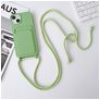 Mobigear Lanyard Card iPhone 15 Plus Coque avec cordon en Silicone et Porte-Cartes - Vert