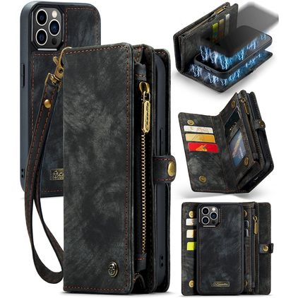 Caseme 008 Housse iPhone 12 Pro Max Etui avec Coque Détachable Porte-Monnaie - Noir