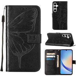Mobigear Butterfly Housse Samsung Galaxy A35 Etui Porte-Monnaie - Noir