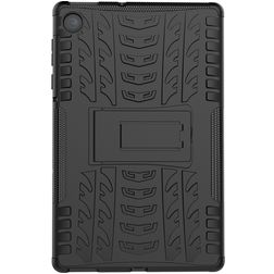 Mobigear Tire Coque Lenovo Tab M10 Plus Coque Arrière Rigide Antichoc + Support Amovible - Noir