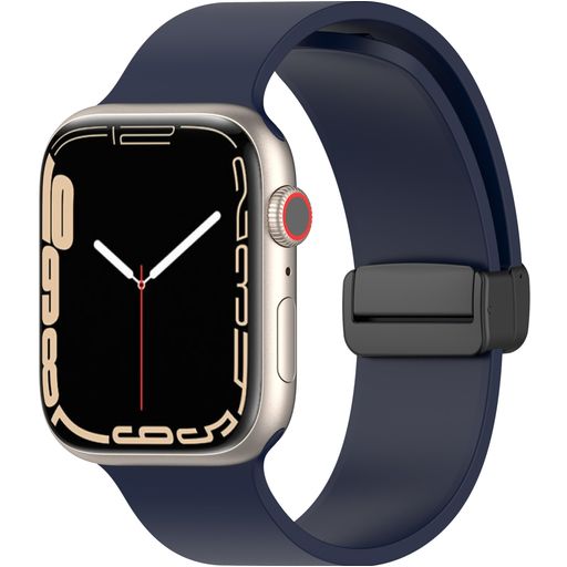 Mobigear Sport Mag Bracelet Silicone Apple Watch Fermeture magnétique - 42/41/40/38 mm - Bleu Marin