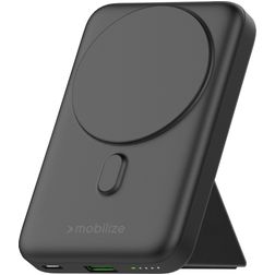 Mobilize Magnetic Wireless Stand - Batterie externe Double USB / USB-C 10.000 mAh Power Delivery 15W - Compatible MagSafe - Noir