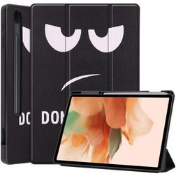 Mobigear Tri-Fold Gel Coque Samsung Galaxy Tab S7 FE Etui en TPU,Similicuir + Porte-crayon - Do Not Touch