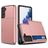 Mobigear Card Coque Samsung Galaxy S21 Coque arrière Rigide Anti-Chocs avec Porte-Cartes - Rose doré