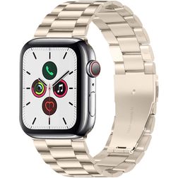 Mobigear Antwerp Bracelet Acier pour Apple Watch Fermeture boucle déployante - 42/41/40/38 mm - Lumière stellaire