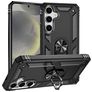 Mobigear Armor ring Coque Samsung Galaxy S25 Coque arrière Rigide Anti-Chocs avec Anneau-Support - Noir