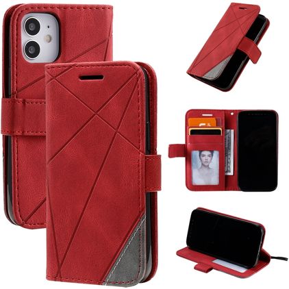 Mobigear Rhombus Housse iPhone 12 Mini Etui Porte-Monnaie - Rouge