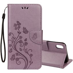 Mobigear Flowers Housse iPhone XR Etui Porte-Monnaie - Violet