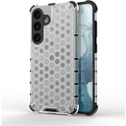 Mobigear Honeycomb Coque Samsung Galaxy S24 Coque arrière Rigide Anti-Chocs - Blanc