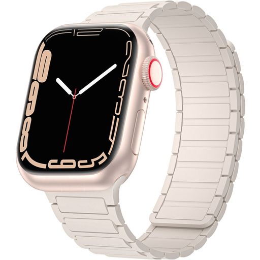 Mobigear Loop Mag Bracelet Silicone Apple Watch Fermeture magnétique - 42/41/40/38 mm - Lumière stellaire