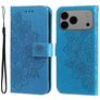 Mobigear Flowers Housse iPhone 17 Pro Max Etui Porte-Monnaie - Bleu