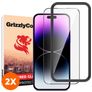 GrizzlyCoat Easy Fit iPhone 14 Pro Verre trempé Protection d'écran - Compatible Coque + Cadre d'installation (Lot de 2)