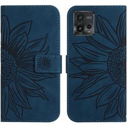 Mobigear Sunflower Housse Motorola Moto G72 Etui Porte-Monnaie - Bleu