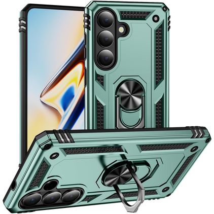 Mobigear Armor ring Coque Samsung Galaxy S26 Coque arrière Rigide Anti-Chocs avec Anneau-Support - Vert