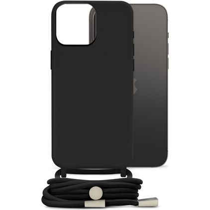 Mobilize Lanyard Gelly iPhone 14 Pro Max Coque avec cordon en TPU Souple - Noir