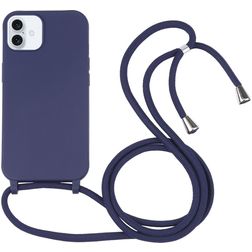 Mobigear Lanyard iPhone 16 Plus Coque avec cordon en Silicone - Dark Blue