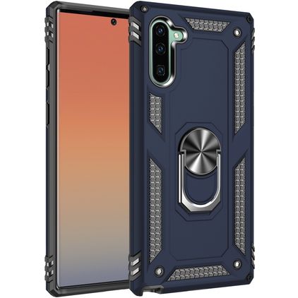 Mobigear Armor Ring Coque Samsung Galaxy Note 10 Coque arrière Rigide Anti-Chocs avec Anneau-Support - Bleu