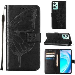 Mobigear Butterfly Housse Realme 9 Pro Etui Porte-Monnaie - Noir