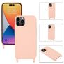Mobigear Lanyard iPhone 14 Pro Max Coque avec cordon en Silicone - Rose