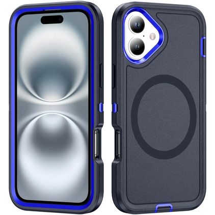 Mobigear Rugged Mag Coque iPhone 16 Plus MagSafe Coque arrière Rigide Anti-Chocs - Bleu Marin