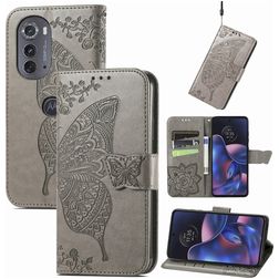 Mobigear Butterfly Housse Motorola Edge (2022) Etui Porte-Monnaie - Gris