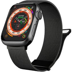 Mobigear Luxury Loop Bracelet Milanais Apple Watch Fermeture magnétique - 49/46/45/44 mm - Noir