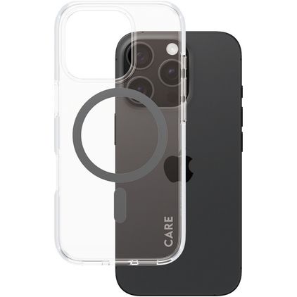 CARE by PanzerGlass Flagship Coque iPhone 16 Pro MagSafe Coque arrière Rigide - Transparent / Noir