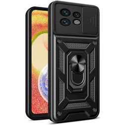 Mobigear Armor Ring Cam Slide Coque Motorola Edge 40 Pro Coque arrière Rigide Anti-Chocs avec Anneau-Support et Protecteur Lentilles - Noir