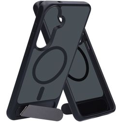 Mobiparts Hardcover Coque Samsung Galaxy S26 Plus MagSafe Coque arrière Rigide avec Support Amovible - Satin Black