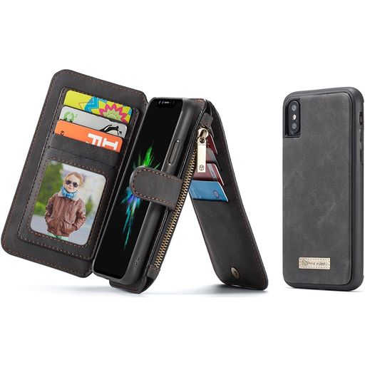 Caseme 007 Housse iPhone XS Etui avec Coque Détachable Porte-Monnaie - Noir