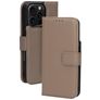 Mobiparts Housse iPhone 16 Pro MagSafe Etui avec Coque Détachable en Cuir Véritable Porte-Monnaie - Taupe