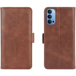 Mobigear Slim Magnet Housse OPPO Reno 4 Etui Porte-Monnaie - Marron
