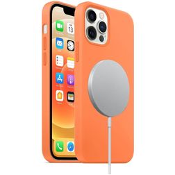 Mobigear Rubber Touch Coque iPhone 12 Pro Max MagSafe Coque arrière en Silicone - Orange
