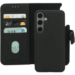 Mobiparts Samsung Galaxy S24 MagSafe Coque Cuir véritable Étui 2en1 avec coque amovible Portefeuille - Noir