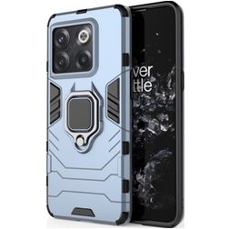 Mobigear Armor Ring OnePlus 10T Plastique rigide Coque arrière Antichoc avec bague de maintien - Bleu marine