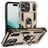 Mobigear Armor Ring Coque iPhone 17 Pro Coque arrière Rigide Anti-Chocs avec Anneau-Support - Or