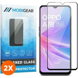 Mobigear Premium OPPO A78 Verre trempé Protection d'écran - Compatible Coque - Noir (Lot de 2)
