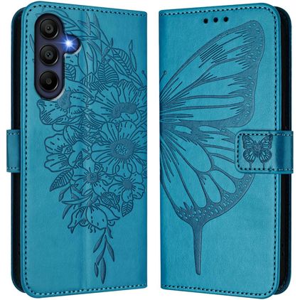 Mobigear Flowers Housse Samsung Galaxy A17 Etui Porte-Monnaie - Bleu