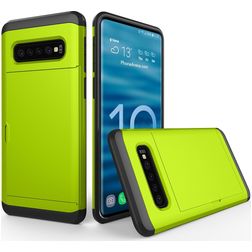 Mobigear Card Samsung Galaxy S10 Plastique rigide Coque arrière Antichoc avec porte-cartes - Vert
