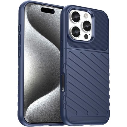 Mobigear Groove Coque iPhone 16 Pro Coque arrière en TPU Souple - Bleu