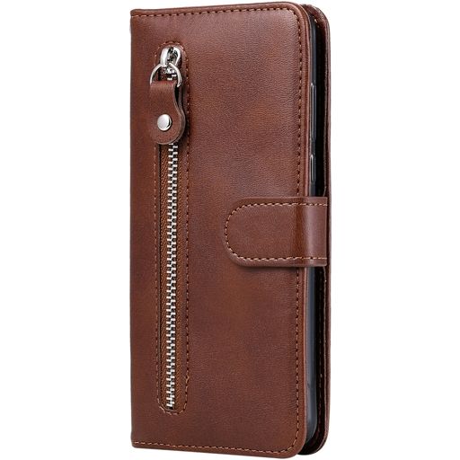 Mobigear Zipper Housse Xiaomi Mi Note 10 Lite Etui Porte-Monnaie - Marron