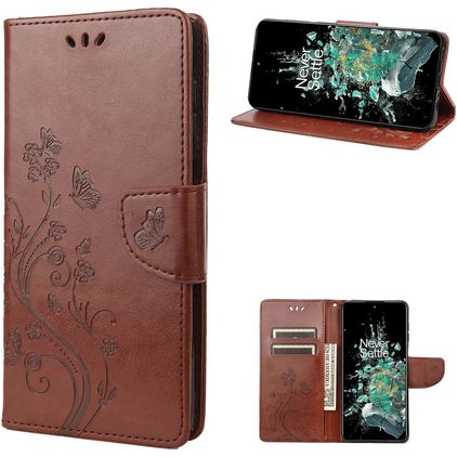 Mobigear Butterfly OnePlus 10T Étui Portefeuille - Marron