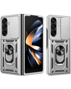 Mobigear Armor Ring Cam Slide Coque Samsung Galaxy Z Fold 8 Ultra Coque arrière Rigide Anti-Chocs avec Anneau-Support et Protecteur Lentilles - Argent