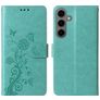 Mobigear Flowers Housse Samsung Galaxy S24 FE Etui Porte-Monnaie - Vert