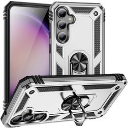 Mobigear Armor Ring Coque Samsung Galaxy S23 FE Coque arrière Rigide Anti-Chocs avec Anneau-Support - Argent