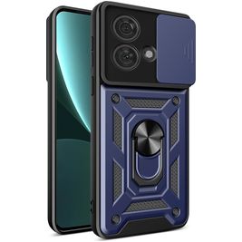 Mobigear Armor Ring Cam Slide Coque Motorola Edge 40 Neo Coque arrière Rigide Anti-Chocs avec Anneau-Support et Protecteur Lentilles - Bleu