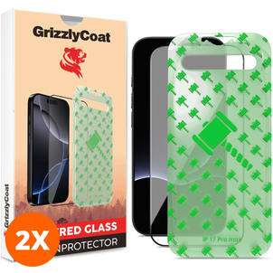 GrizzlyCoat Easy Align iPhone 17 Pro Verre trempé Protection d'écran - Compatible coque + Cadre de pose (Lot de 2)